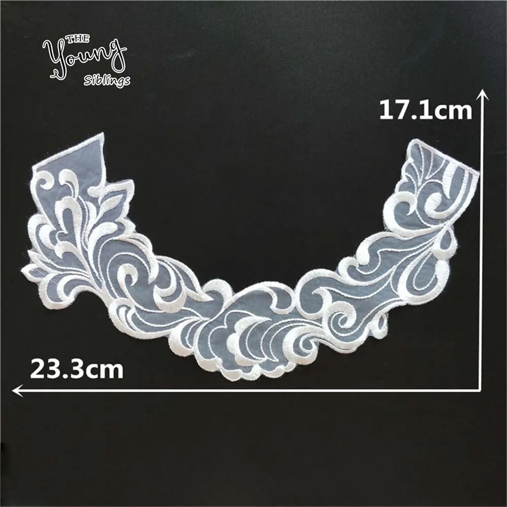 New White/Black Embroidery Venise Neckline Lace Collar Costume Dress Fine Applique Motif Dress Fabric DIY Sewing Accessories - Цвет: YL1299