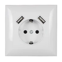 wall electronic socket eu standard power outlet with dual home usb plug, charger power socket with usb 5V2A V1-01