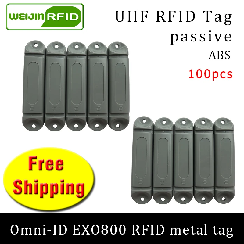UHF RFID металлическая бирка omni-ID EXO800 915m 868mhz Impinj Monza4QT EPC 100 шт Бесплатная доставка прочные ABS смарт-карты пассивные RFID метки