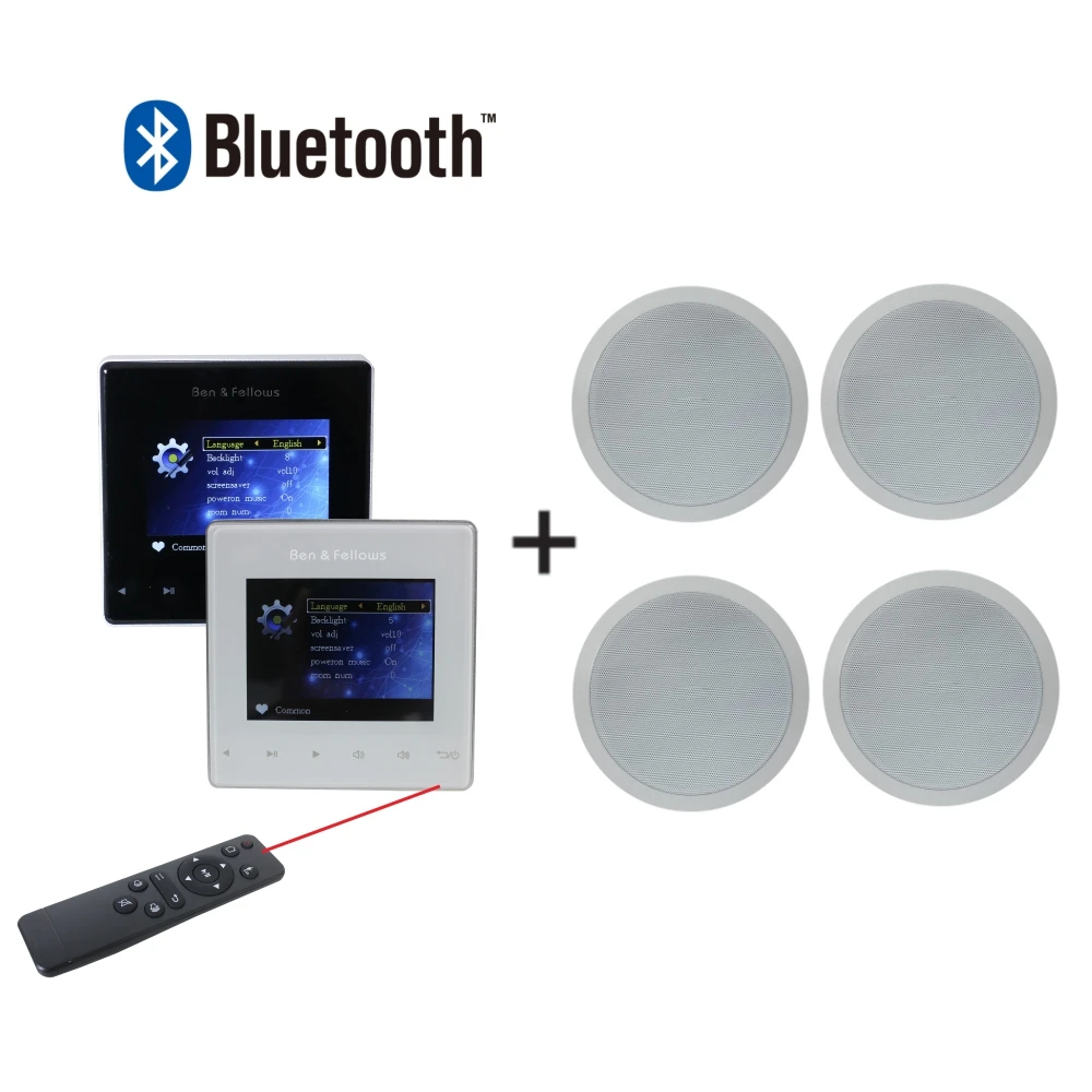 US $168.00 Bluetooth Mini 4CH 25w Pa Home Audio Background Music System Wall Mounted Amplifier With 4 Pcs 6 Full Range Ceiling Speaker