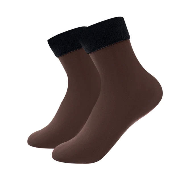 Winter Warmer Women Thicken Thermal Wool Cashmere Snow Socks Seamless Soft Solid Velvet Boots Floor Sleeping Sock for Men Unisex style 1-coffee