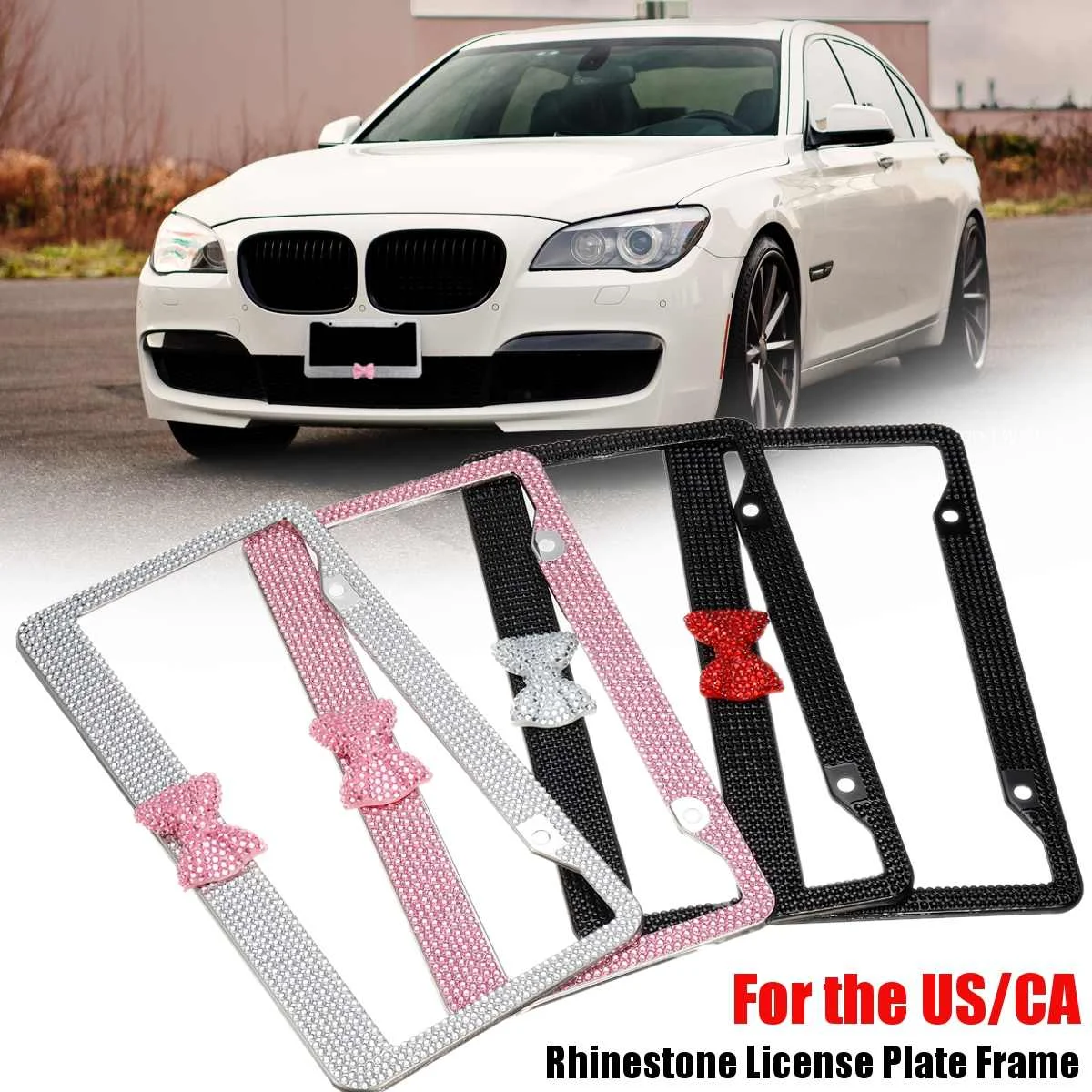 2x 31cmx16cm License Plate Stainless Steel Frame Bling Crystal Rhinestone for Car Truck Vehicle Styling | Автомобили и мотоциклы