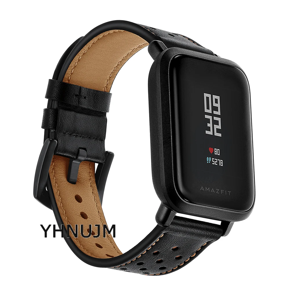 YHNUJM заменяемый ремешок кожа дышащий+ Защитная крышка для экрана Xiaomi Huami Amazfit Bip Pace Lite Молодежный браслет