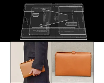 

Diy leather bag pocket mouth gold bag wallet acrylic paper template handbag drawing