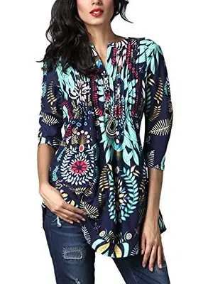 2018 Hot Selling Autumn And Winter New Style Printed Mixed Colors Three-quarter-length Sleeve Crew