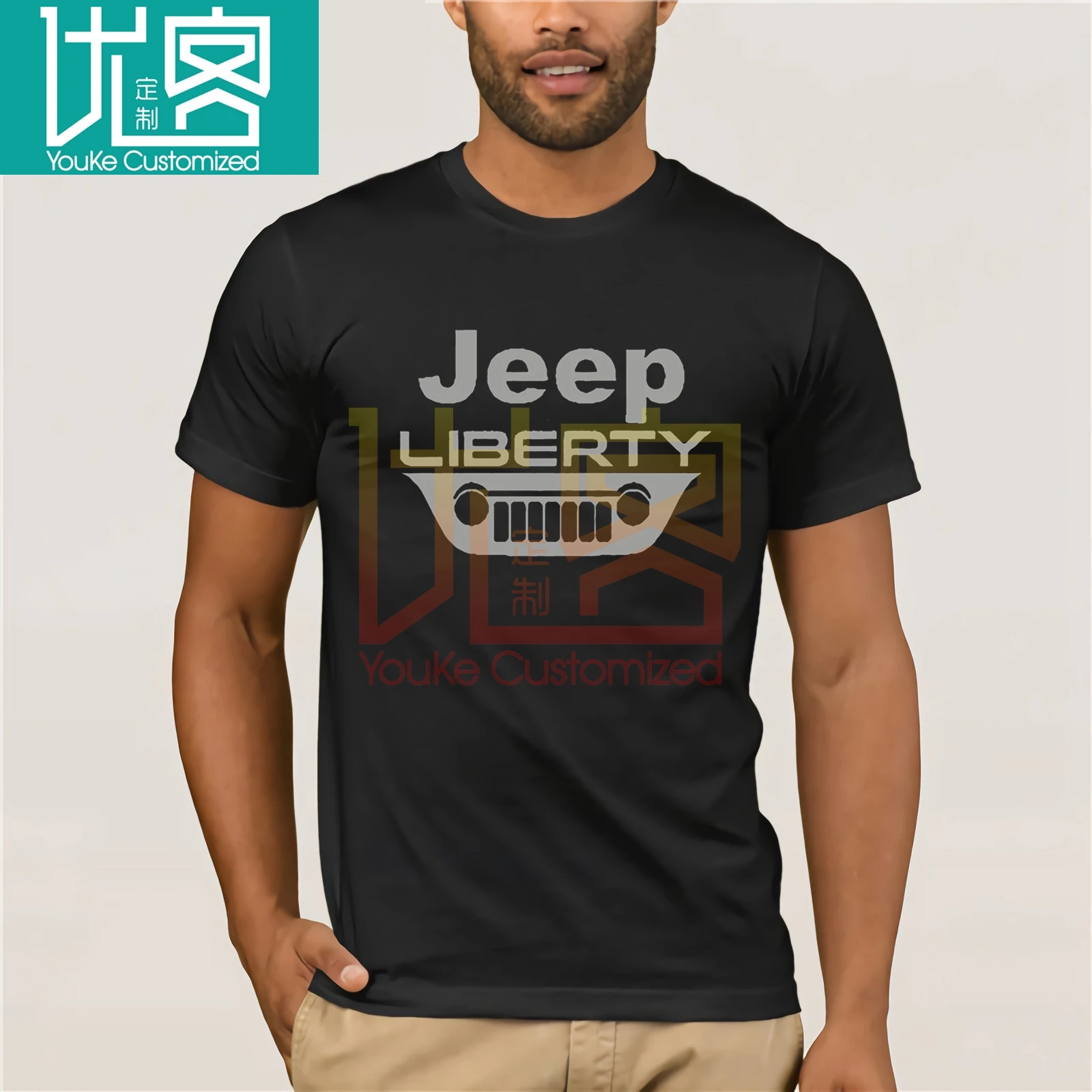 2018 Хлопковая мужская одежда с коротким рукавом Jeep Liberty KJ KK Grill Offroad Lights 4x4 футболка |