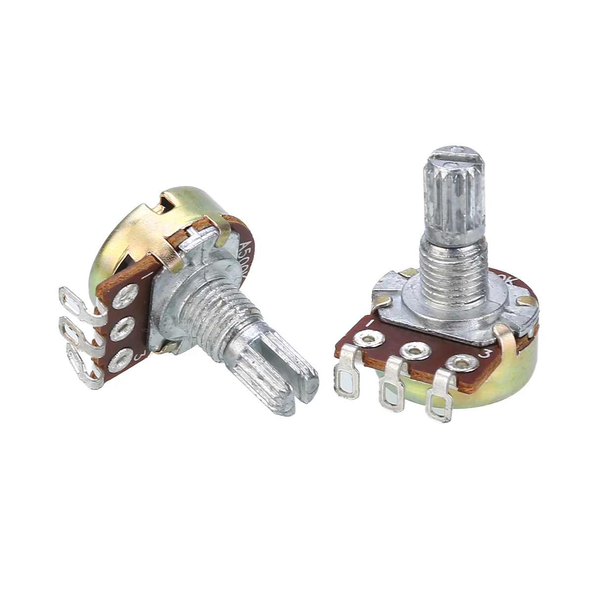 10pcs Guitar Mini Control Pots A500K Short Split Shaft Linear Taper Potentiometers Guitar Tone Potentiometer