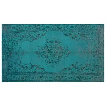 

Handmade Turquoise Vintage Overdyed Turkish Area Rug 159x282 Cm-5'3''X9'3''