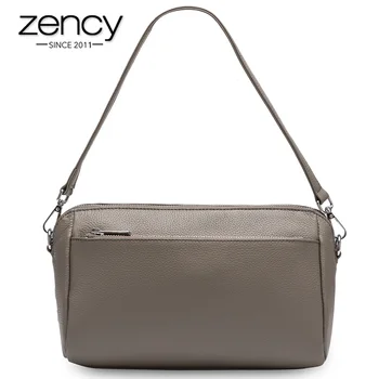 

Zency 2020 Autumn New Arrivals Women Shoulder Bag 100% Genuine Leather Large Capacity Crossbody Bags For Lady Black Grey