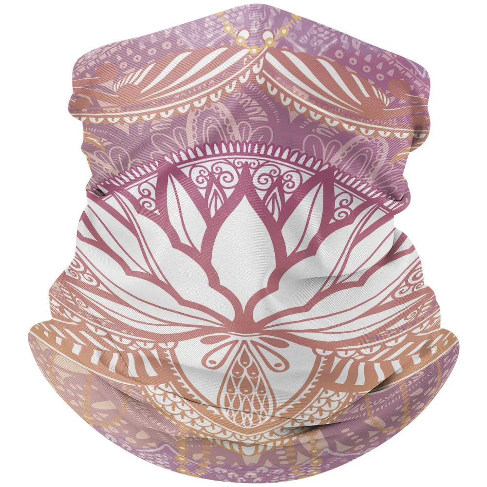 Мандала Цветы Фиолетовый градиент Лотос шеи Gaiter волшебный шарф мужские дамы