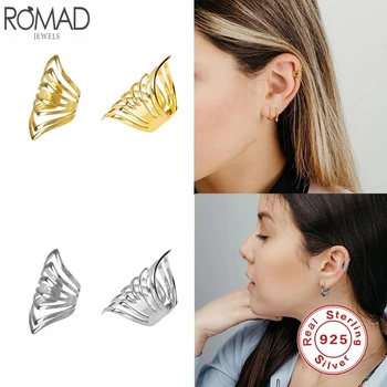 

Romad Real 925 Sterling Silver Ear Cuff Clip On Earrings No Piercing Cartilage Gold Earrings Fine Jewelry pendientes Earcuff W4