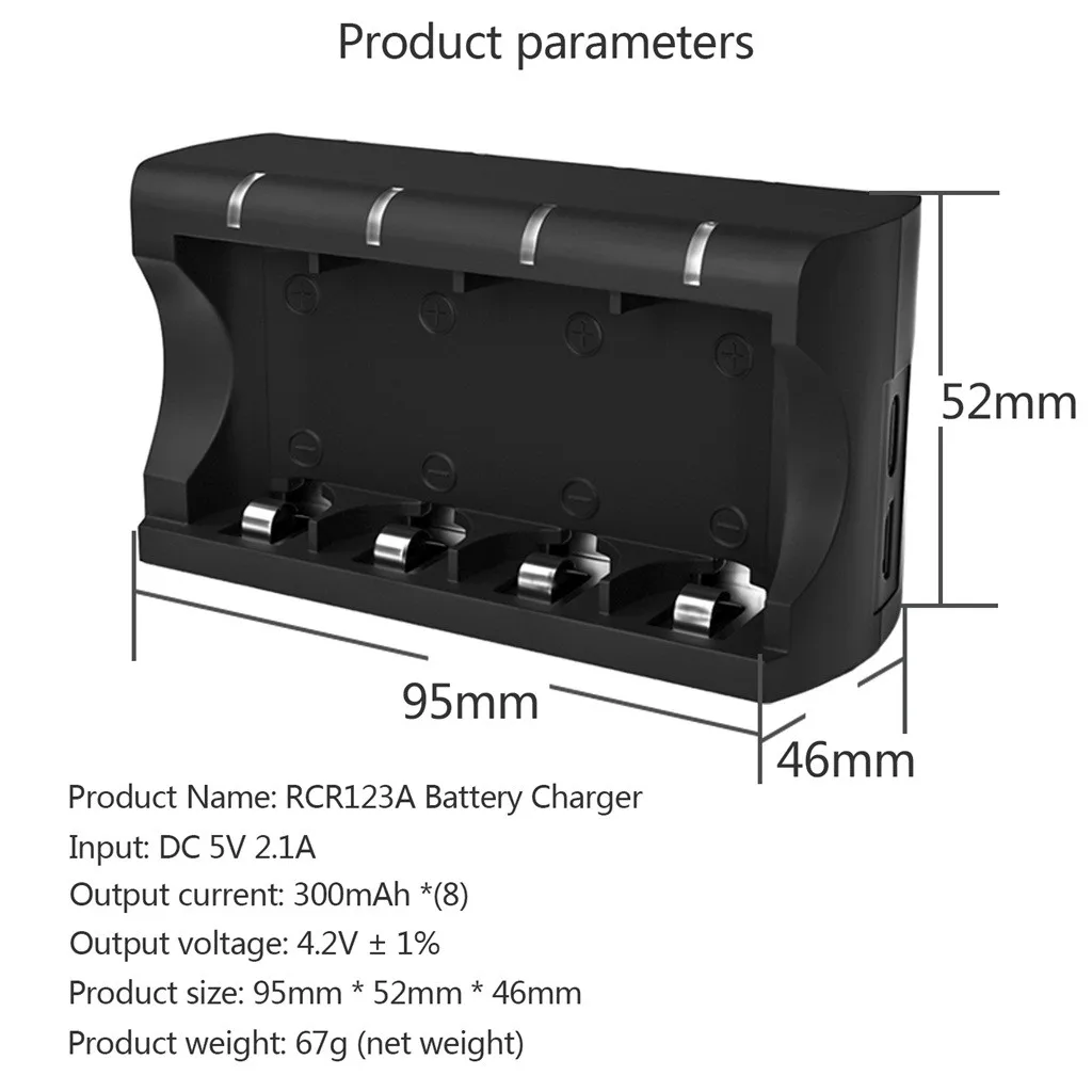 Универсальное 8 Bay зарядное устройство для CR123A Rea зарядное устройство с кабелем type-C зарядное устройство