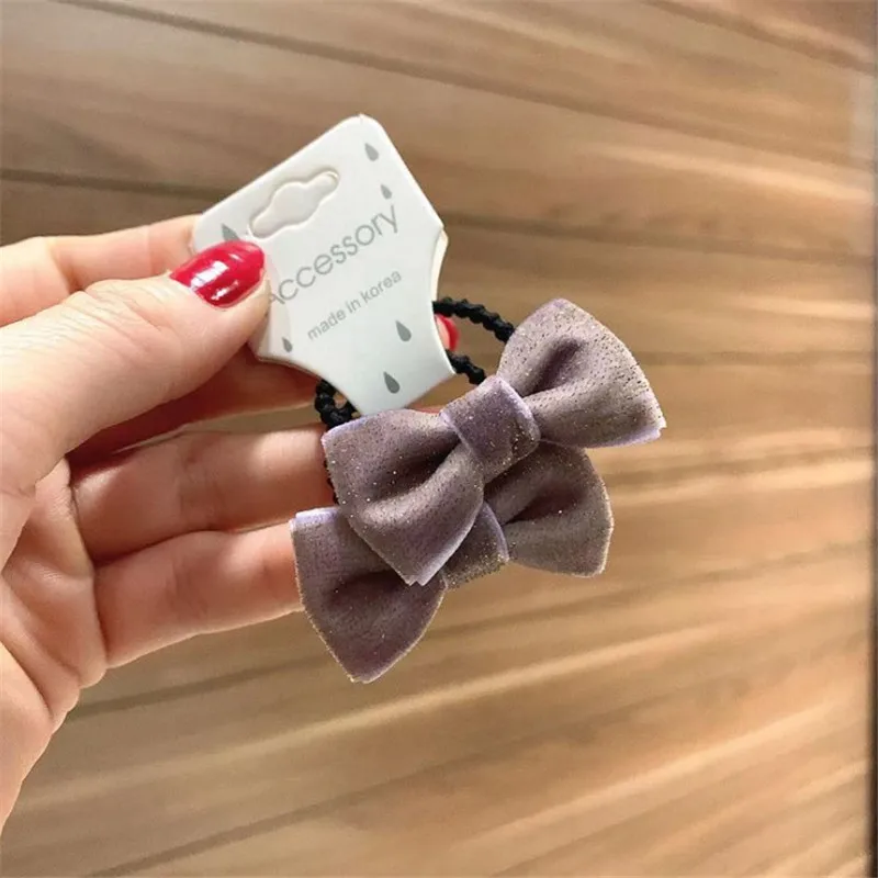light purple rope 5 компл./лот Новое поступление Детские Модные бархатные лук заколки для волос для девочек милые Заколки для волос 7 цветов с открытым носком с бантом для волос Веревка для волос аксессуары - Цвет: light purple rope