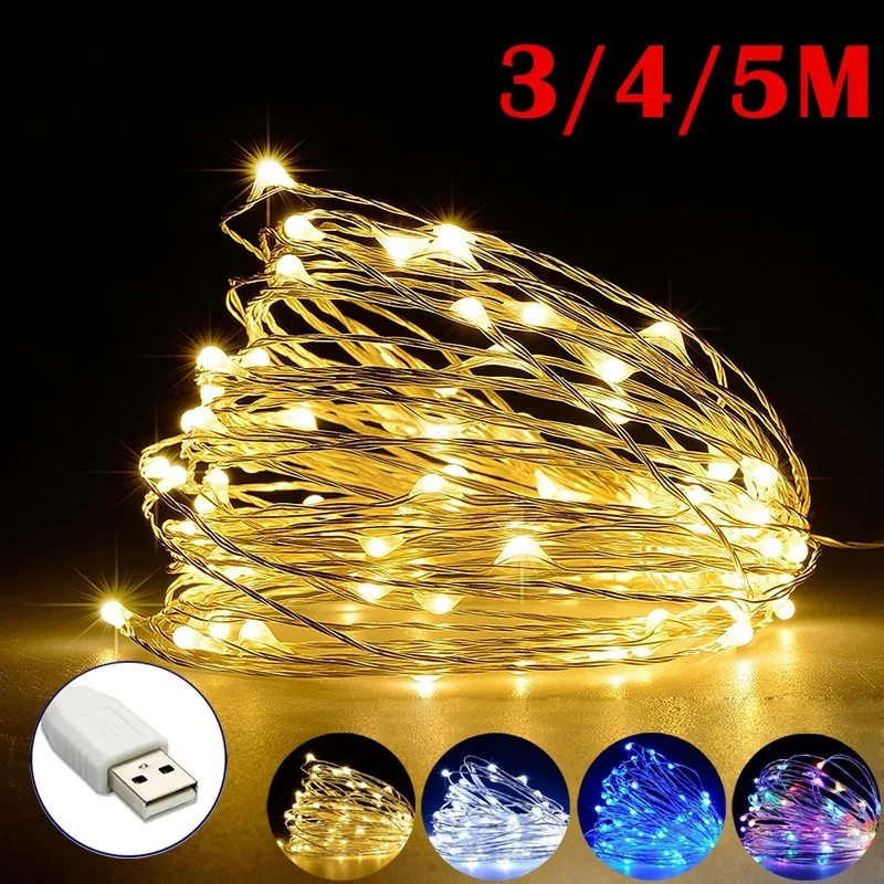 

3/4/5m Copper Wire LED String lights Holiday lighting Fairy Garland For Christmas Tree Wedding Party Decoration