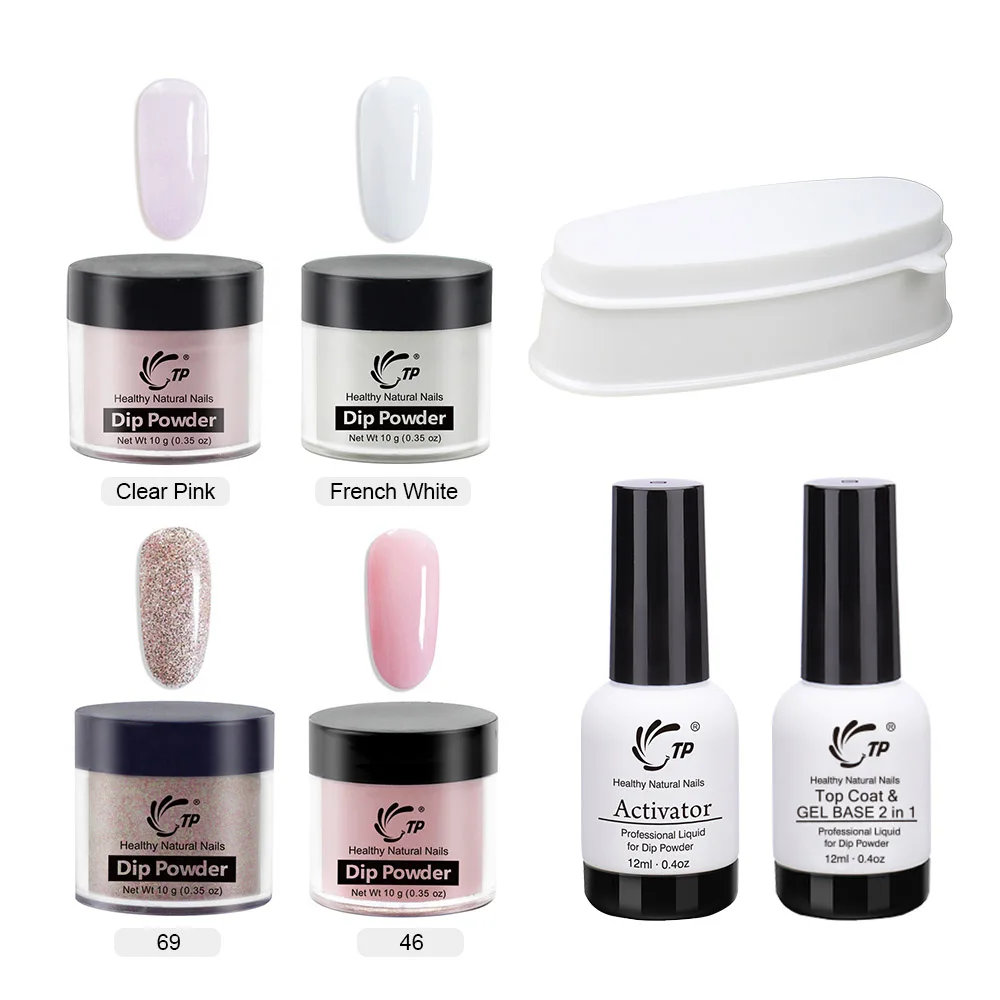 

7pcs/set Dipping System Nails Glitter Kit Nail Art Dip Powder Dips Base Activator Gel Color Natural Dry Salon French Manicure