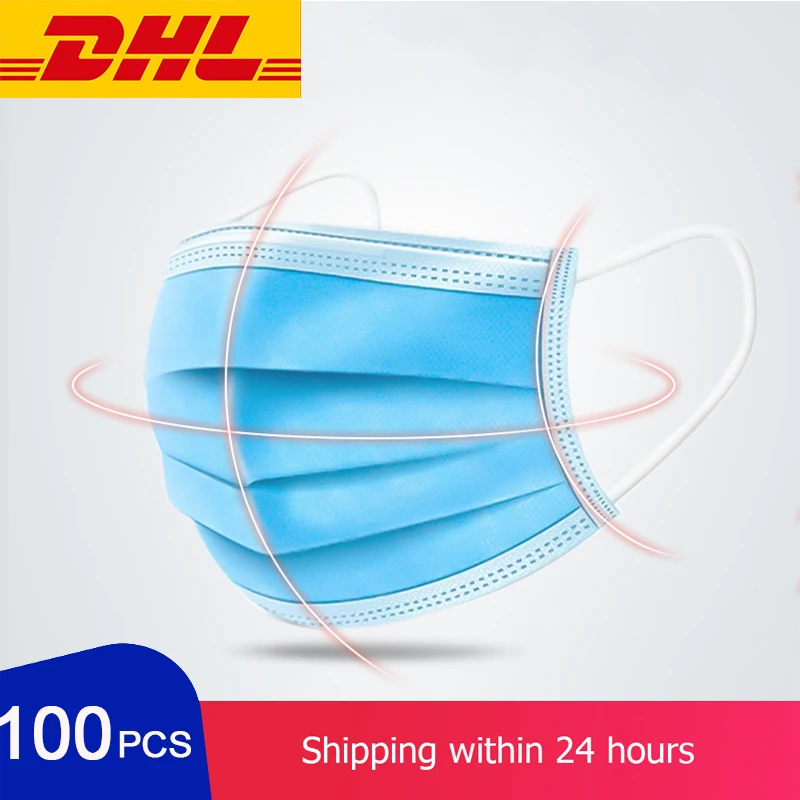 

Send By DHL 100/200/300/400pcs 3-Ply Non-woven Masks Anti-Pollution Disposable Masks Protection From Dust Face Mask In Stock