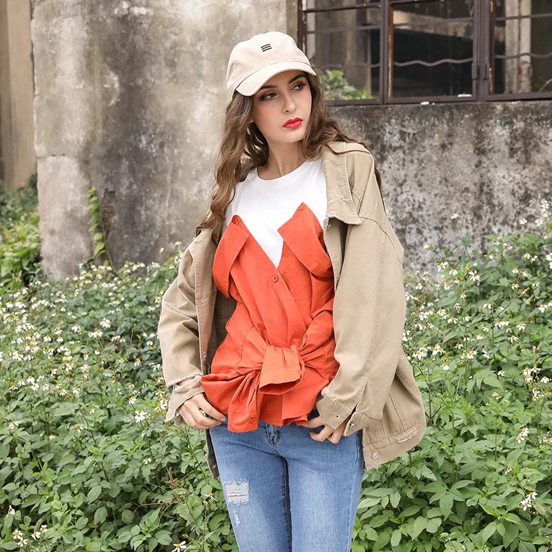 

Popular Brand 2019 Autumn New Style Hong Kong Style Retro Loose-Fit Washing Jeans Coat Harajuku-Style with Holes WOMEN'S Jacket