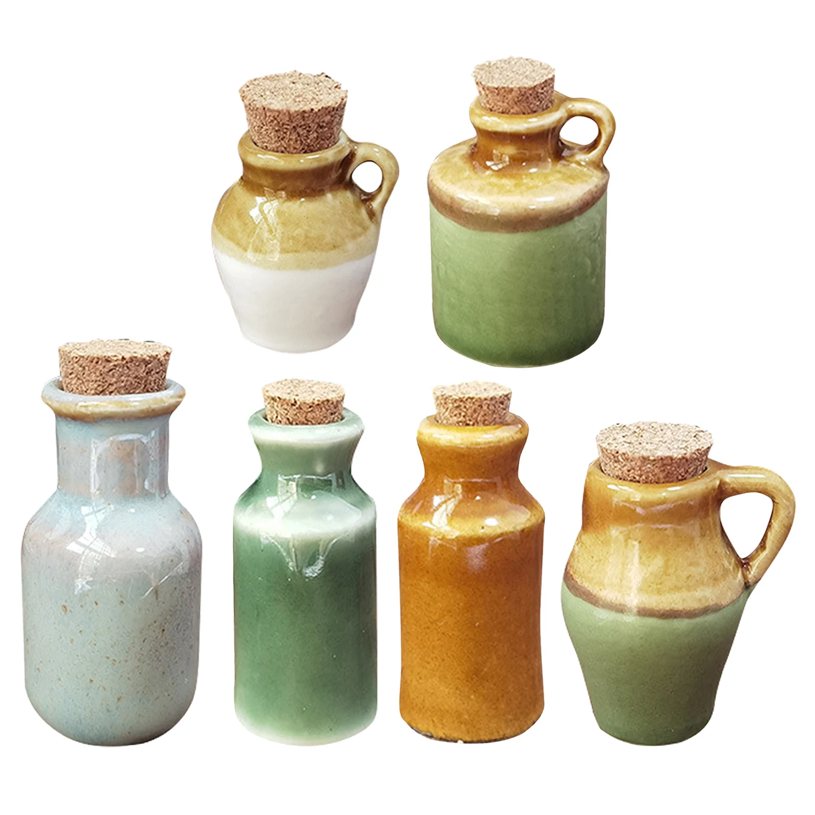 

Dollhouse Porcelain Pots Mini Miniature Kitchen Seasoning Jars 1:12 Scale Dolls House Decor