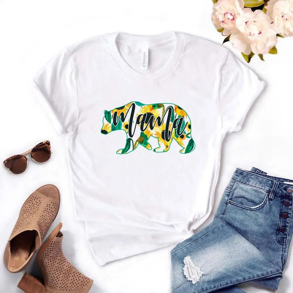 

Mama bear Sunflower Print Women Tshirts Cotton Casual Funny t Shirt For Lady Top Tee Hipster Drop Ship NA-515