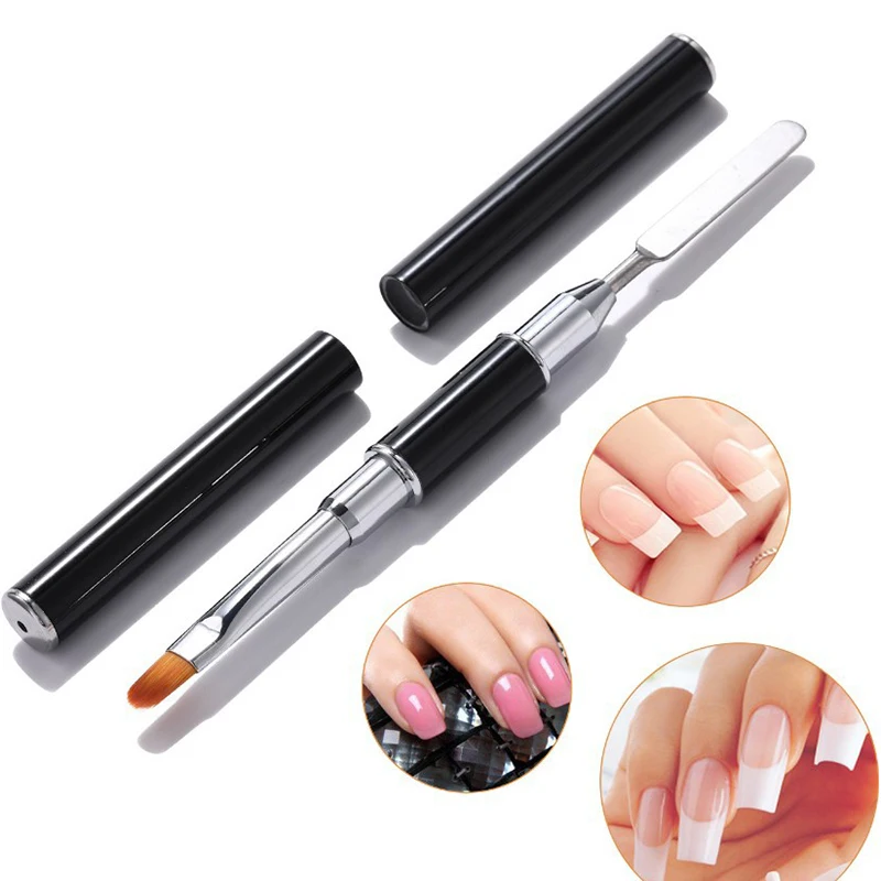 

1Pc 2 In 1 UV Poly Gel Nail Brush Dual-ended Slice Shape PolyGel Brush Tool For Acrylic UV Nail Tips Extension