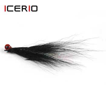 

ICERIO 4PCS Black Clouser Deep Minnow Fly Tying Hook Trout Bonefish Redfish Saltwater Fishing Fly Lures