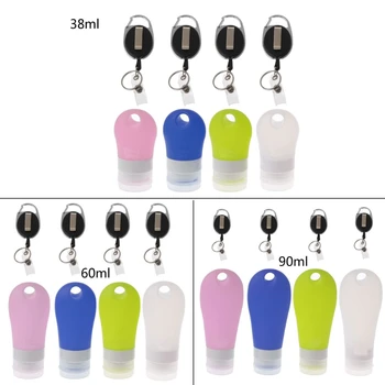 

4 Colors Portable Silicone Travel Bottles Set Empty Hand Sanitizer Bottles Container Leak Proof with Keychain Carrier