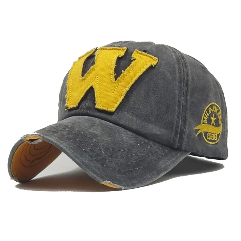 Мытая бейсболка с вышивкой надписью W Snapback шляпа для мужчин и женщин летняя ретро