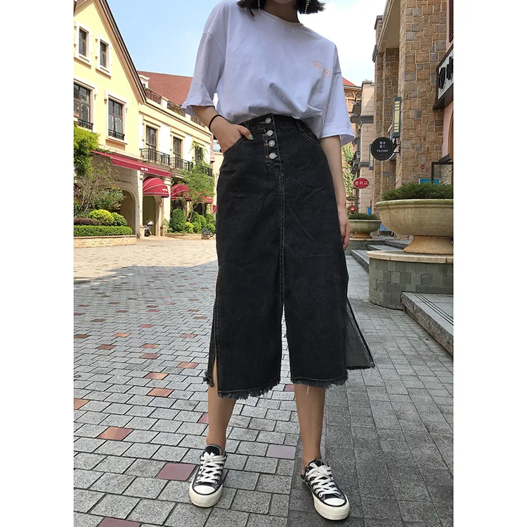

Stock WOMEN'S Dress Processing 2019 Korean-style Spring Skirt Versatile Students-Style Mid-length Denim Skirt