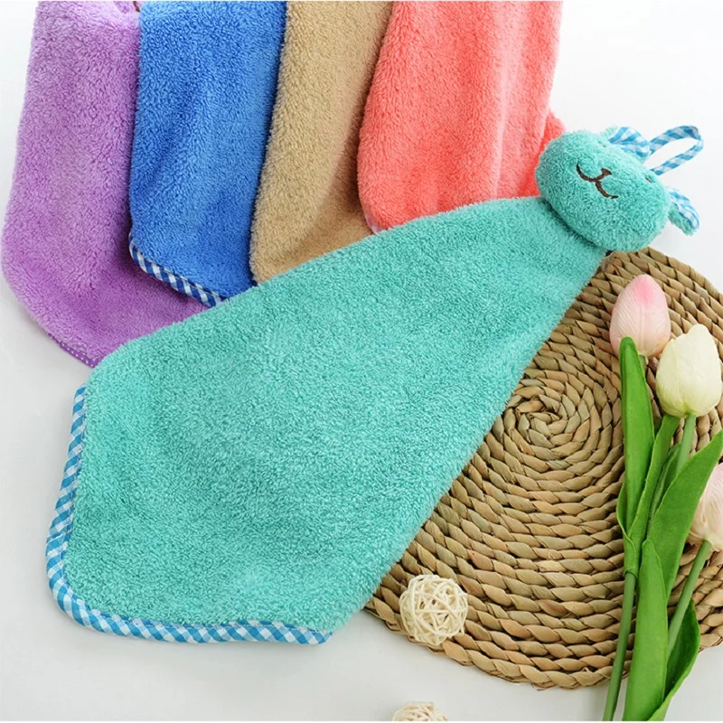 Baby Towel Bath Towel Soft Cartoon Animal Hanging for Baby Nursery Bathroom