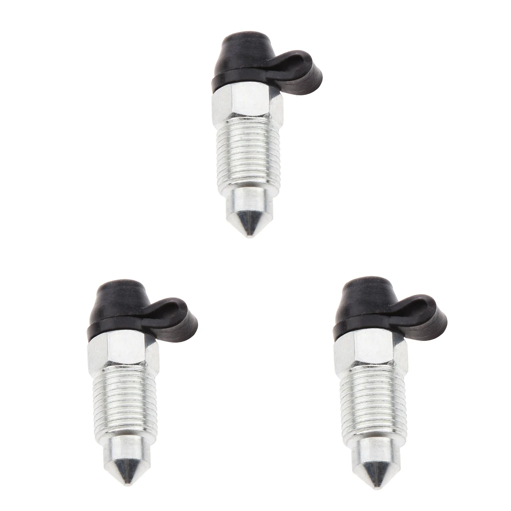 3-pack Motorcycle Brake Caliper M10 X 1mm Bleed Screw , Silver