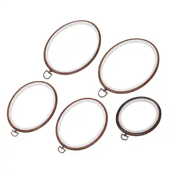 

Sewing Tools 5Pcs Embroidery Hoops Circle Cross Stitch Hoop Ring Oval Frame Retro DIY Accessory Tools