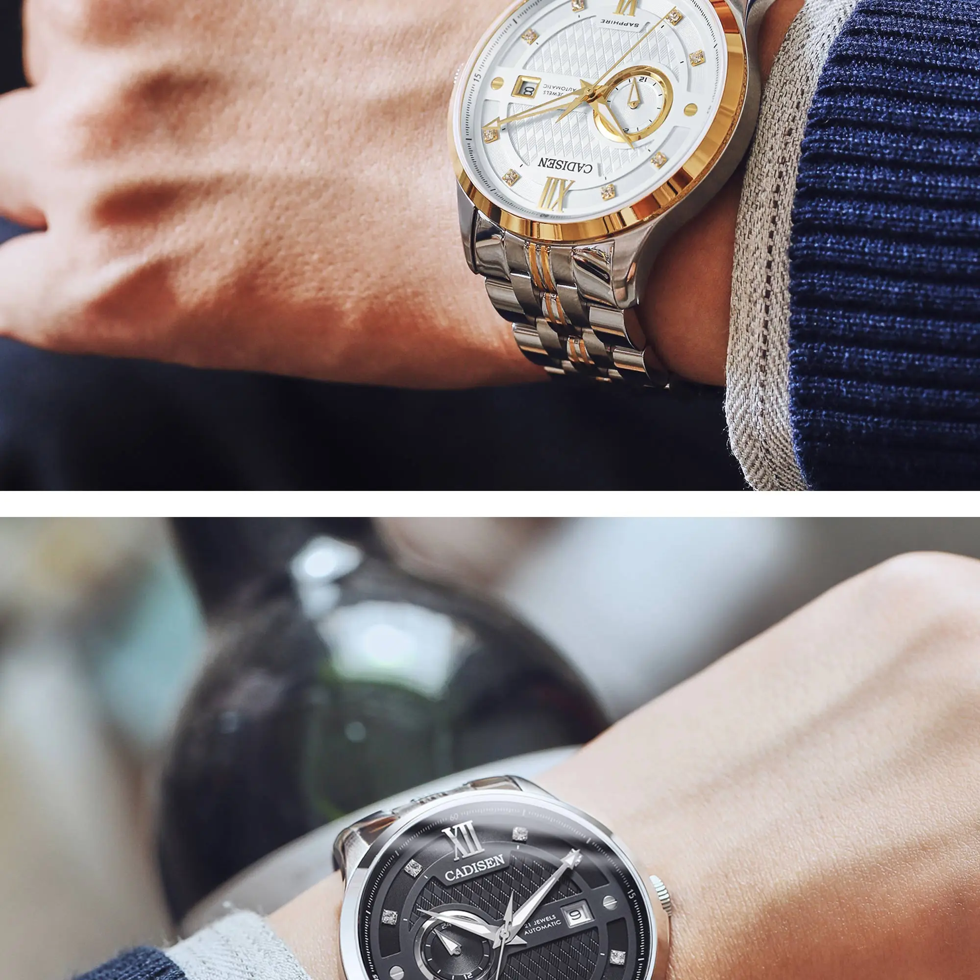 CADISEN Лидирующий бренд мужские часы MIYOTA 8217 автоматические механические часы светящиеся Роскошные модные дизайнерские часы из нержавеющей стали