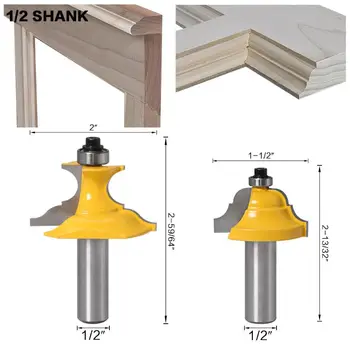 

2pcs 12mm 1/2'' Shank Carbide Woodworking Router Bit Milling Cutter Door Frame G99A