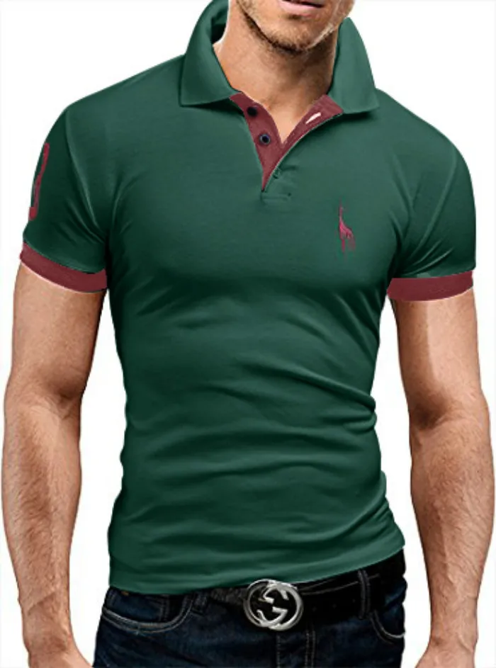 Men Clothing Nice Casual Men Polo Shirt Deer Pattern short-sleeved Polo Shirt multi-color Thin Section Poros Para Ho - Цвет: lv-se