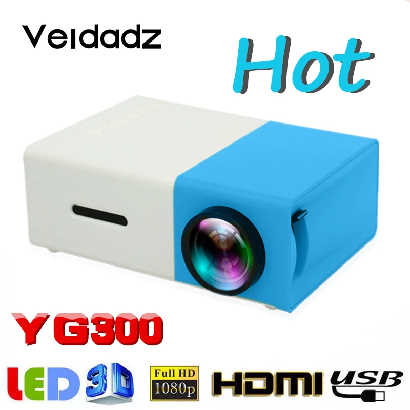Портативный светодиодный мини проектор VEIDADZ YG300 поддержка 1080P HD HDMI USB 3 5 мм аудио 600 лм для домашнего