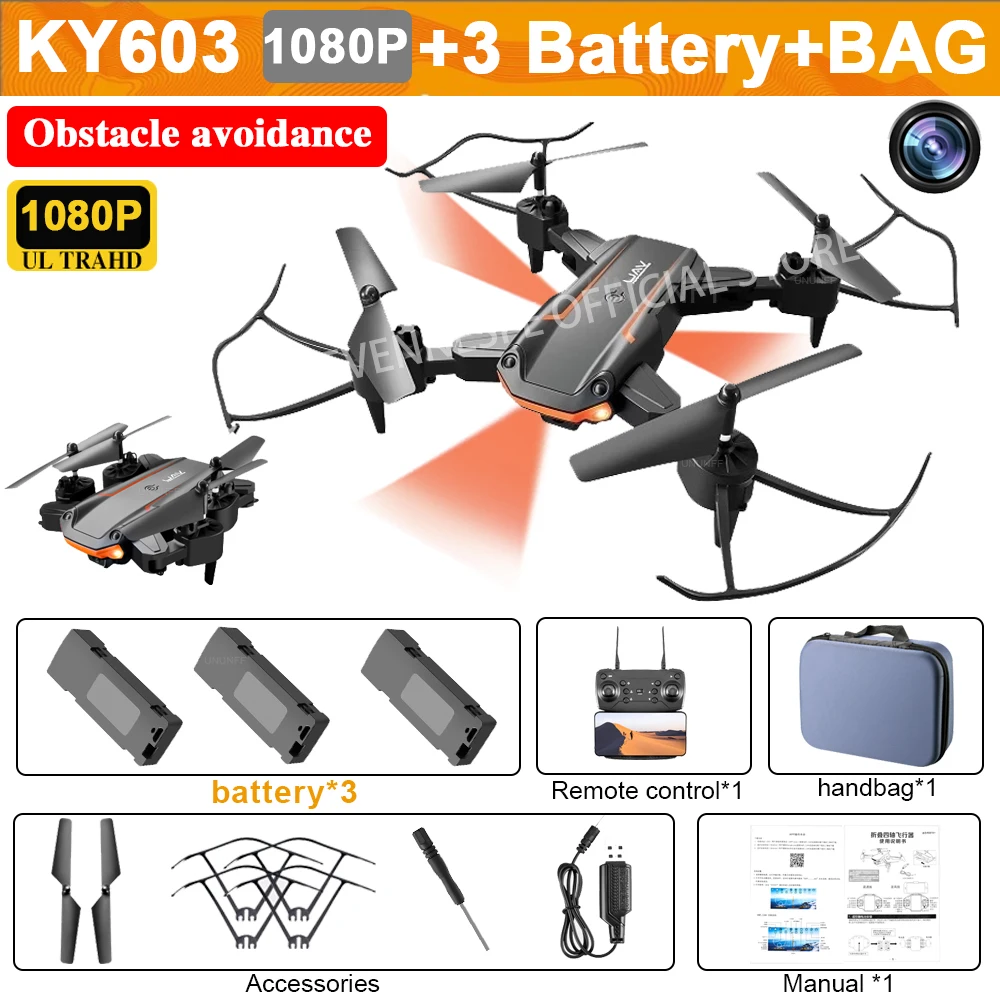 stunt rc quadcopter 2022 New KY603 Mini Drone 4K HD Camera Three-way Infrared Obstacle Avoidance Altitude Hold Mode Foldable RC Quadcopter Boy Gifts top RC Quadcopter RC Quadcopter