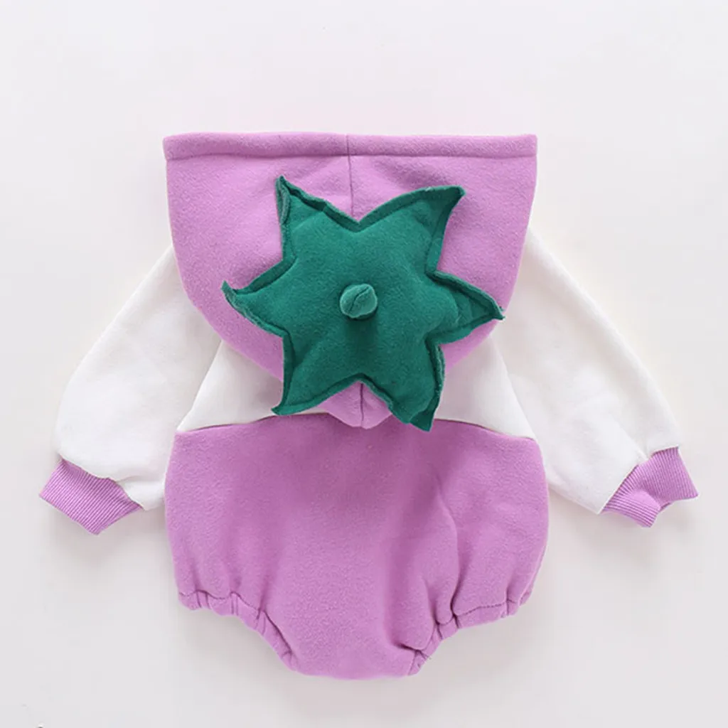 Infant Baby Boys Girls Vegetables Hooded bodysuits Thick Warm Casual Romper Jumpsuit Outfits Baby Clothes#SS