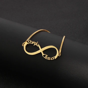 

Stainless Steel Infinity Name Bracelet Famme Silver Color Custom Jewelry Personalized Heart Infinity Nameplate Charm Bracelet
