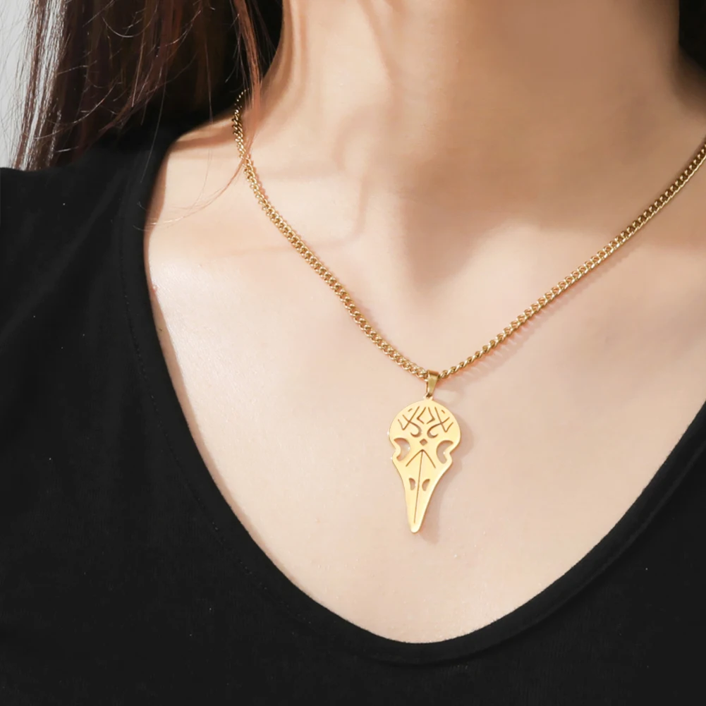 Cazador Vintage Raven Pendant Stainless Steel Necklace Bird Crow Chain Necklaces Skeleton Collars Jewelry Party Gifts 2022 | Украшения и