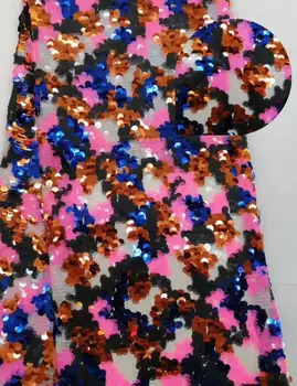 

David-8.9413 embroidered Mesh Tulle fabric Factory price sequins Nigerian lace fabrics