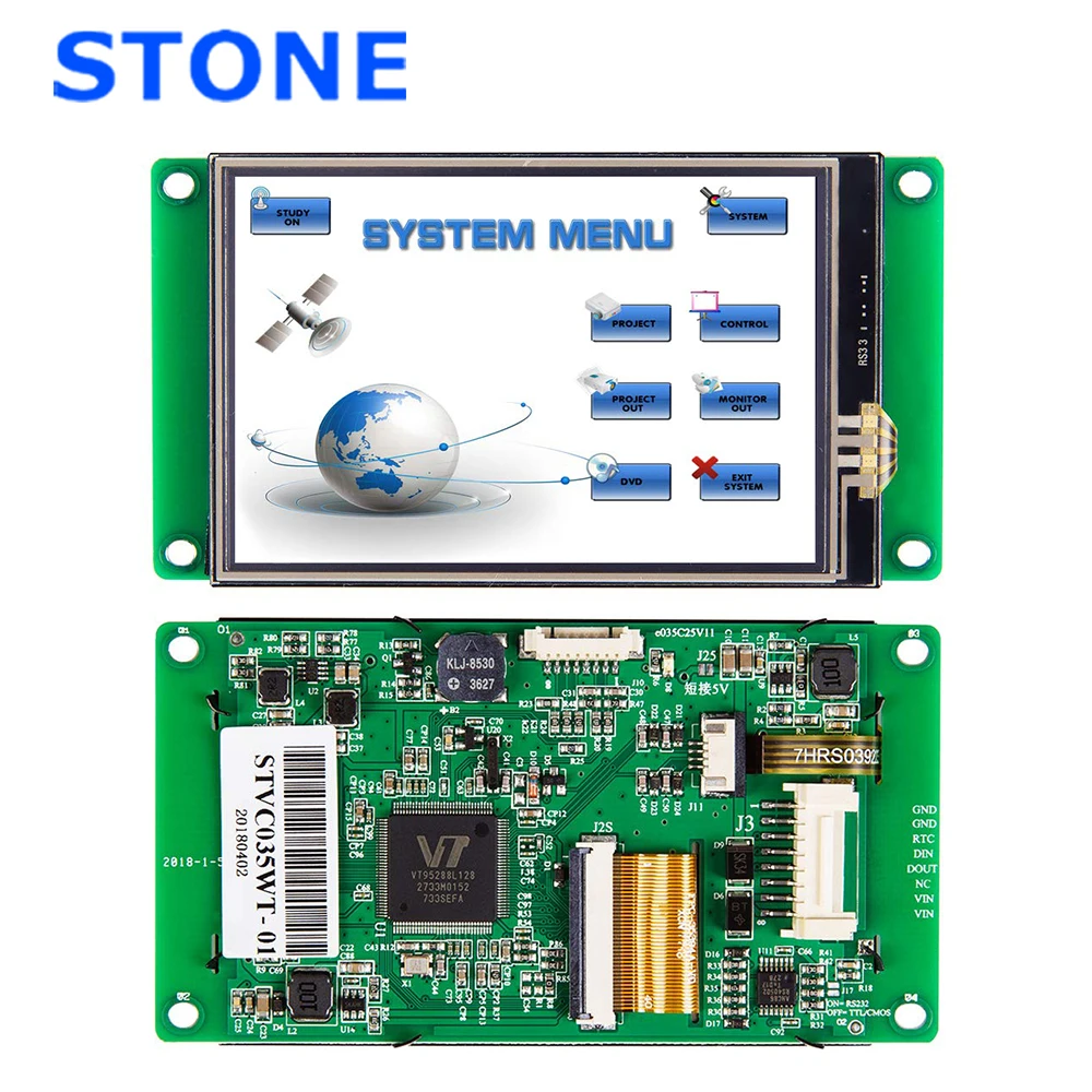 3.5 Inch HMI TFT LCD Dot Matrix Colour Graphic LCD With Software And RS232 / RS485 / TTL Interface STVC035WT-01