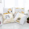 Golden Love Leaves Bronzing Cushion Decorative Pillow Black And White Velvet Pillowcase Home Decor Sofa Throw Pillows 17*17inch 3