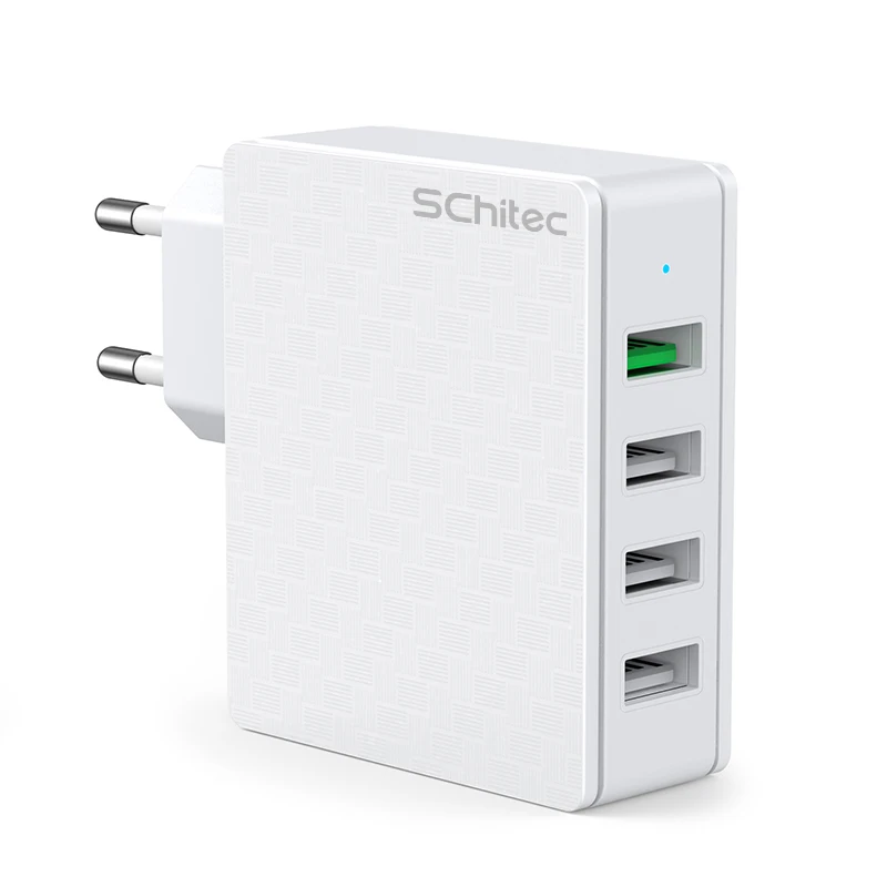 Schitec 4 Port Fast Charging QC3.0 USB Quick Charge Universal 3.0 QC4.0 EU Plug Power Adapter For Samsung iPhone Tablet Charge best 65w usb c charger Chargers