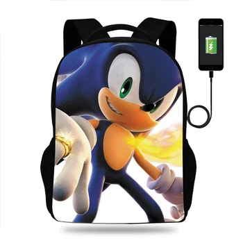 

Sonic School Backpack USB Charged Travel Backpack Sonic Laptop Backpack Russian Style School Bags For Teens