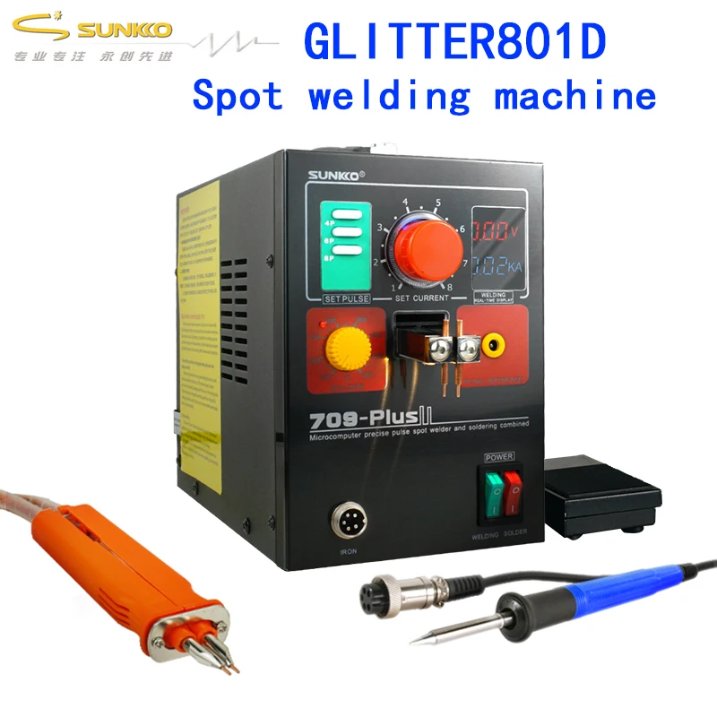 

Аппарат для точечной сварки SUNKKO709Plus, сварочный аппарат с аккумулятором 18650, маленький мощный интеллектуальный цифровой дисплей, литиевая батарея