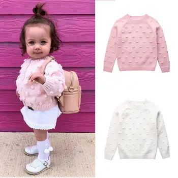 

Toddler Kids Baby Girls Winter Solid Sweater Knit Crochet Tops Jumper