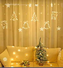 110V 220V enchufe 3,5 M LED de Luna estrella de cortina de luz de Navidad Garland cadena de luces para el nuevo para el hogar año decoración de la boda