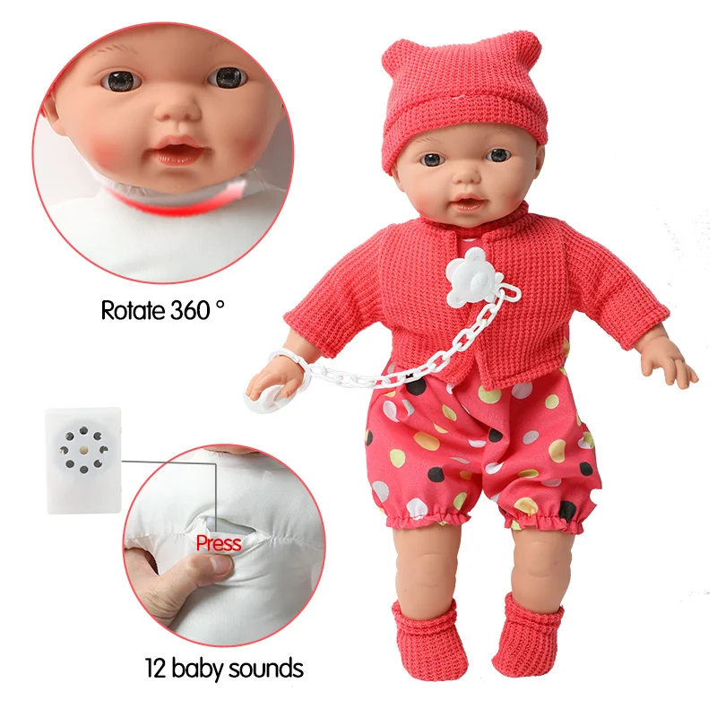 16 дюймов имитация Bebe reborn doll звук длинные волосы 40 5 см Реалистичная набивка хлопок