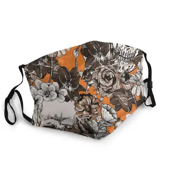 

Skulls Orange Unisex Non-Disposable Face Mask Pattern Anti Haze Dustproof Mask Protection Cover Respirator Mouth Muffle