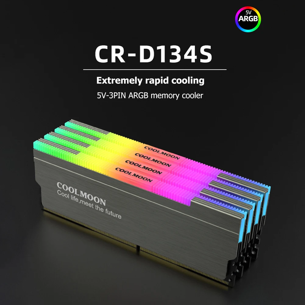 COOLMOON CR D134S 5V 3PIN ARGB теплоотвод ОЗУ теплоотвода кулер Настольный ПК компьютер